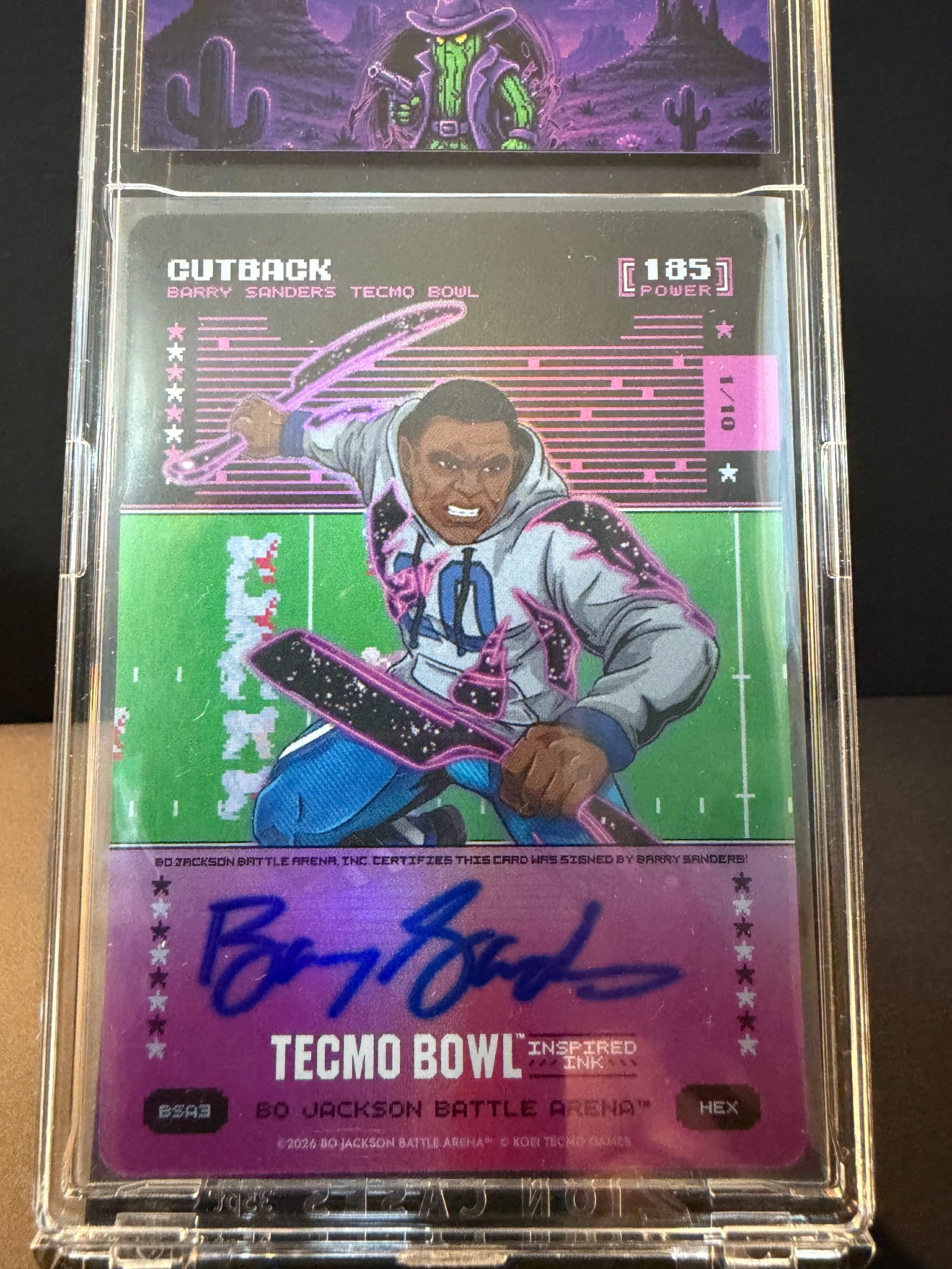 Cutback Barry Sanders Tecmo Bowl Hex autograph BOBA card numbered 4 of 10